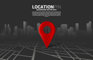 3D location pin marker on city road map. Concept for GPS navigation system infographic