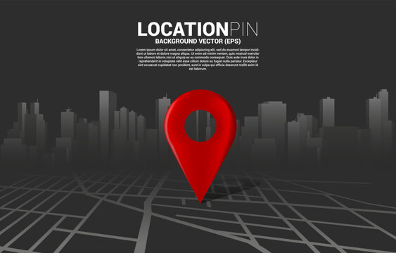 3D location pin marker on city road map. Concept for GPS navigation system infographic