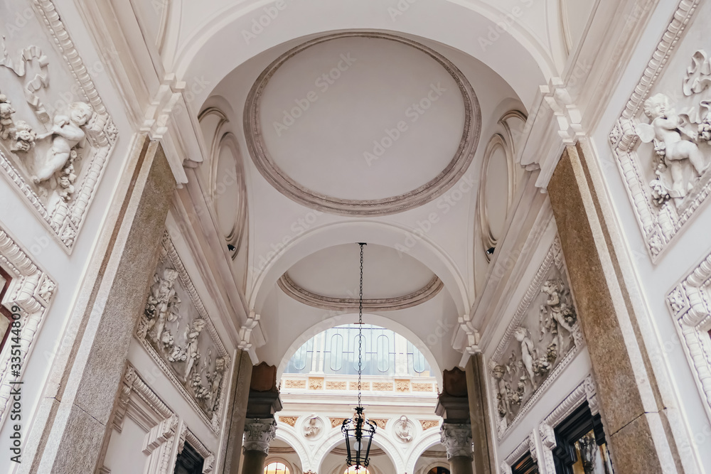 Wall mural milan, italy circa january, 2020: details of a classic european architecture of historical buildings