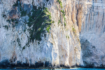 Corfu island cliffs, rocks, caves, sea voyage