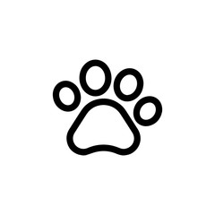 Fototapeta na wymiar Paw print animal icon. Silhouettes of paws. Dog or cat paw print flat vector icon for animal apps and websites