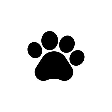 Paw print animal icon. Silhouettes of paws. Dog or cat paw print flat vector icon for animal apps and websites