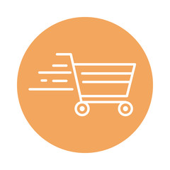 shopping cart fast cargo shipping delivery block style icon