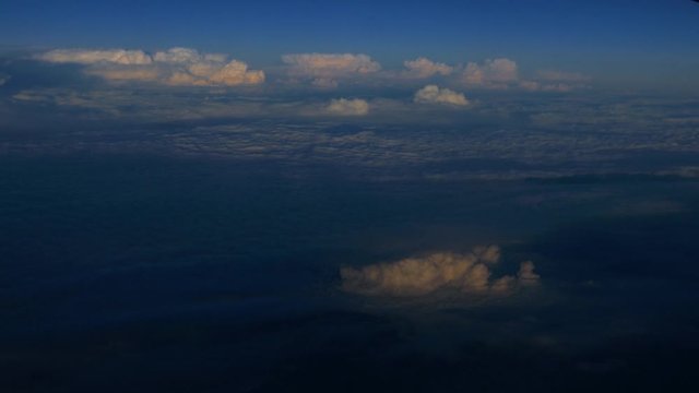 Aerial view clouds from above in sky space with different shapes