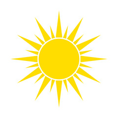 Flat sun Icon. Summer pictogram on white background. Sunlight symbol. Vector illustration, EPS10