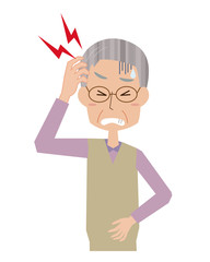 頭痛 脳卒中　脳内出血　脳血栓　お爺さん　老人　シニア　上半身
