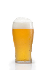 Light Beer Pale Ale in Ice-cold Glass with Head - Photographed on White in Studio