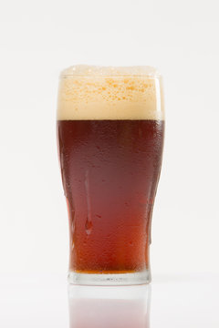 Amber Ale Beer in Ice-cold Glass - Photographed in Studio on White