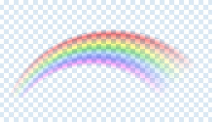 Rainbow isolated. Abstract vector image. Symbol of good luck and right path. Colorful weather element. Spectral gradient on the arc. Vector rainbow for overlaying on beautiful landscapes.