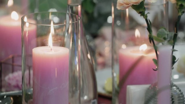 Wedding or festive table setting candles