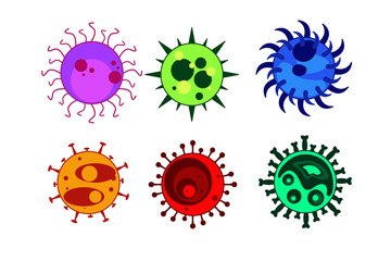 Set of corona virus cartoon characters 