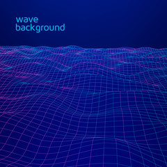 Line wave geometric background. Vector graphic ocean