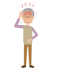 高熱　発熱　熱　風邪　インフルエンザ　おじいさん　高齢者　シニア　全身