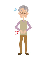 腹痛　男性　おじいさん　痛い　病気　食あたり　食中毒　胃痛　全身