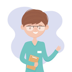 physican with book medical staff professional practitioner cartoon character