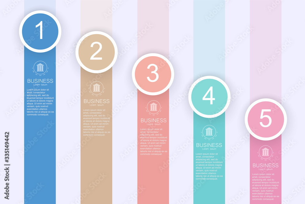 Poster business process chart infographics with 5 step options. workflow graphic elements. can be used for 