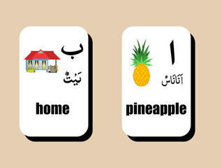 set of Arabic alphabet with image , vector