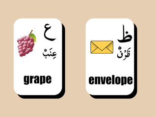 set of Arabic alphabet with image , vector