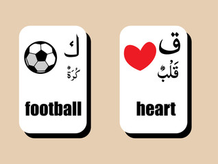 set of Arabic alphabet with image , vector