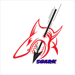 Swimming up shark logo design inspiration