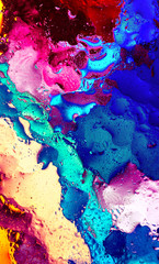 Multicolored Abstract background. Drops of water and oil.
