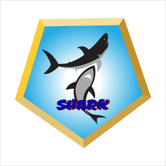 Swimming up shark logo design inspiration
