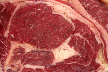 Raw Beef or Meat Seasoned with Black Pepper for Backgrounds