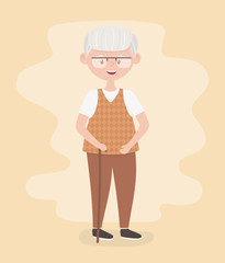 old people, senior man grandfather grandparent, mature person, cartoon character