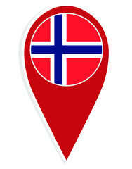 Norway vector flag map location pin.