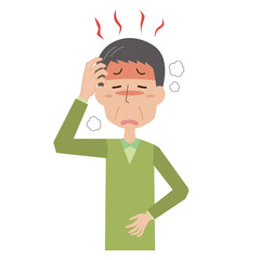 高熱　発熱　熱　風邪　インフルエンザ　中年男性　上半身