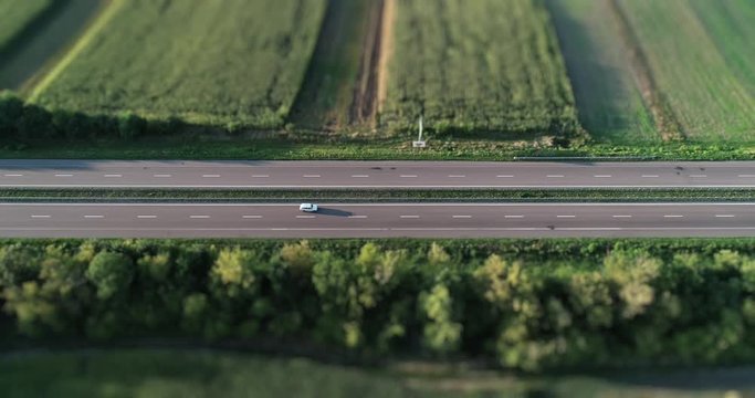 Highway between tiltshift fields