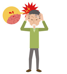 頭痛　脳卒中　脳内出血　脳血栓　男性　中年男性　お父さん　全身