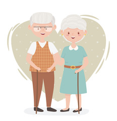 old people, cute couple grandparents, senior persons, family members cartoon characters