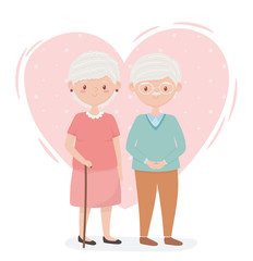 old people, cute couple grandparents, senior persons, family members cartoon characters