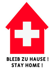 Fototapeta premium Self quarantine and and social distancing concept. Inscription Stay Home, Flag of Switzerland. COVID-19 coronavirus. Template for background, banner, poster. Vector EPS10 illustration