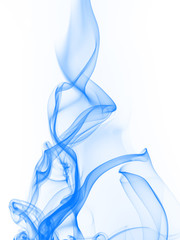 Blue smoke abstract on white background for design. blue ink water on white