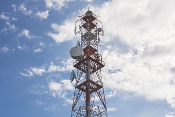 telecommunication tower with antennas