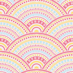Ethnic circle shapes seamless geometric pattern.