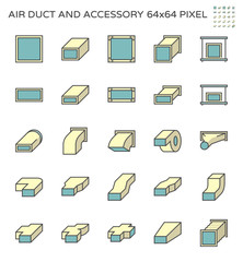 Air duct and accessory icon set, 64x64 perfect pixel and editable stroke.