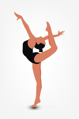 A young girl workout yoga, female fitness instructor demonstrates a yoga position, vector image.