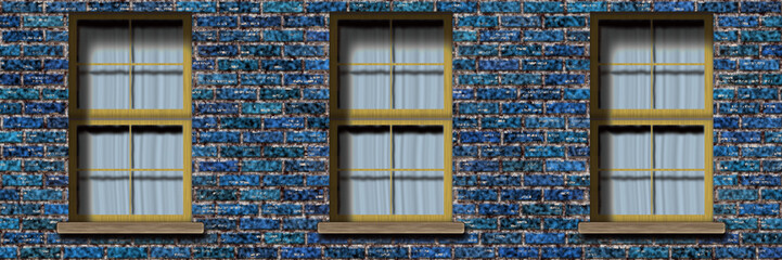 Brick wall outside a residential building- architecture exterior. 2d illustration