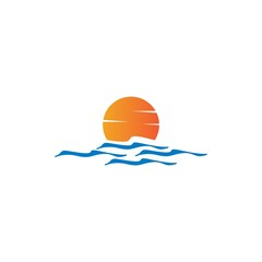 sunset logo template vector icon illustration