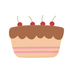 sweet chocolate cake with fruits candy confectionery isolated icon
