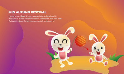 Obraz na płótnie Canvas mid autumn festival character illustration Graphic Elements Template can be use for,landing page, template, ui, web, mobile app, poster, banner, flyer,kids cover Book, social media, Card Invitation,