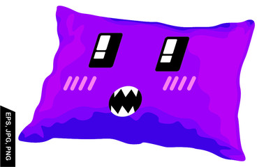 set of purple pillow vector with Emoji design