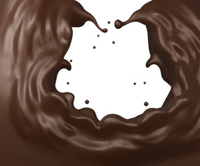 Chocolate splash drop, isolated on White background, 3d illustration