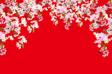 お正月、祝い桜の背景