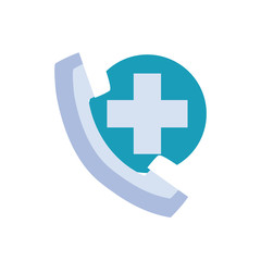 Cross inside button and phone flat style icon vector design