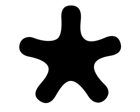 The silhouette of a star. Starfish black vector silhouette of a sea animal for pictogram or logo. A black five-pointed star icon.