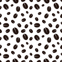 coffee beans seamless pattern design vector in a white background